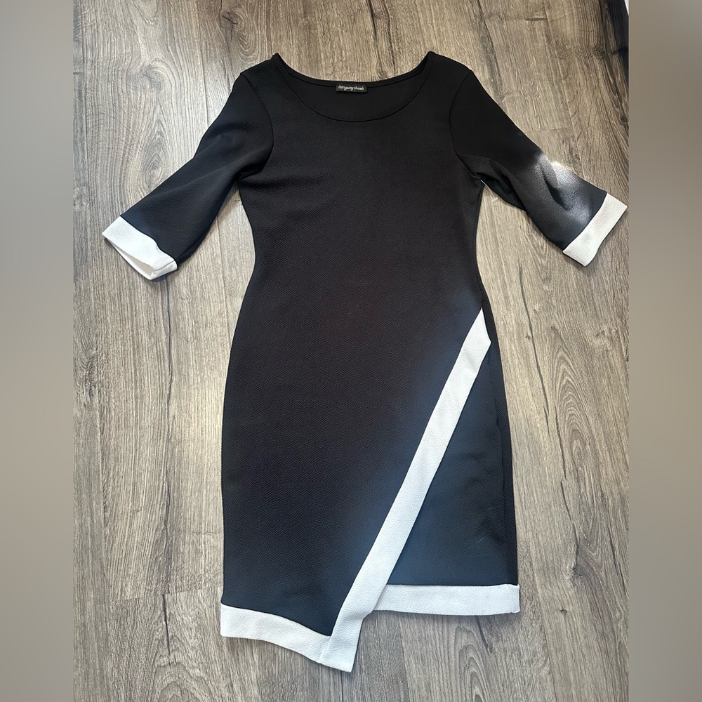 Intriguing Threads- Asymmetrical Black/White Dress - Size M